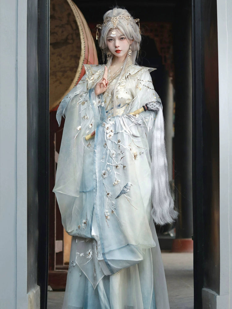 Enjoy the ethereal beauty of ancient China by wearing our Wei and Jin embroidered Fairy White Hanfu. Impeccably crafted and decorated with intricate embroidery, this Hanfu embodies the elegance of traditional Chinese clothing. Whether you're attending a special occasion or just enjoying everyday elegance, our collection offers a variety of styles to suit your taste. Explore our fairy Hanfu, princess Hanfu and casual Hanfu series and experience the timeless charm of Hanfu fashion.