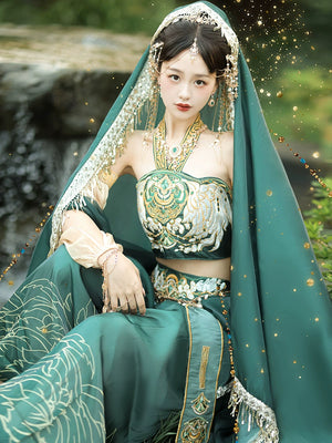 Discover green hanfu for women with elegant hanfu sleeves, intricate hanfu patterns, and layered designs. Perfect for princess hanfu dress, fairy hanfu dress, sexy hanfu, or hanfu cosplay. Pair with a hanfu skirt, hanfu coat, or dark green hanfu jacket. For men, shop modern hanfu male robes inspired by Tang Dynasty hanfu. Visit our hanfu shop for the best hanfu for sale.