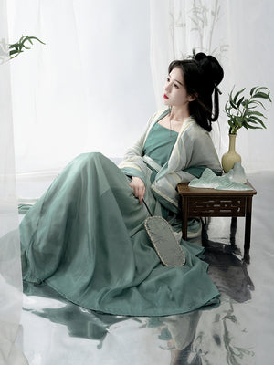 Elevate your style with our Hanfu Women's Green Daily Long Gown Wrap Skirt, inspired by the majestic beauty of the Song Dynasty. Explore our collection featuring Song Dynasty Hanfu, Hanfu skirts, and Hanfu shirts. Discover casual and princess-inspired Hanfu outfits, complemented by Dunhuang-inspired designs. Experience the allure of traditional Hanfu fashion with vibrant green hues and exquisite detailing.