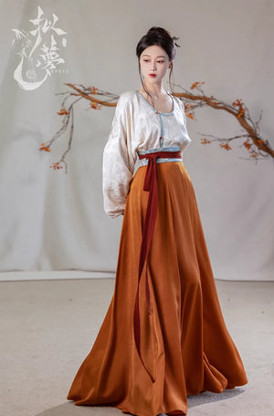 This orange modern hanfu features elegant hanfu sleeves, a stylish hanfu jacket, and timeless Ming Dynasty hanfu charm. Perfect as a princess hanfu dress, fairy hanfu dress, or casual hanfu, it’s great for hanfu cosplay or as a warm winter hanfu. Pair with a hanfu shirt or wear it as a modern hanfu dress. Shop authentic orange hanfu at our trusted hanfu shop, offering modernised hanfu and styles from the best Chinese designer clothing websites and modern Chinese clothes collections.