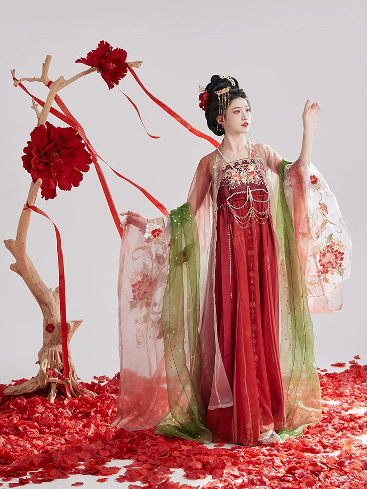 Discover red traditional hanfu for women with elegant hanfu sleeves, intricate hanfu patterns, and layered designs. Perfect as a princess hanfu dress, fairy hanfu dress, or sexy hanfu, it’s ideal for hanfu cosplay, hanfu dance style, or casual wear. Shop plus size hanfu, hanfu skirts, and more at our trusted hanfu shop, featuring hanfu for sale from top chinese clothing brands and the best Chinese designer clothing websites.