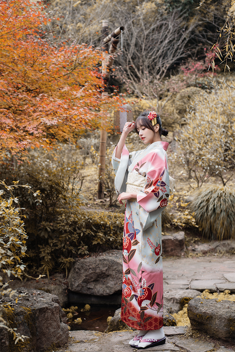 Pink Japanese Kimono Yukata Vintage Dress Improved Kimono