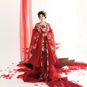 Hua Liangyuan Tang Hanfu product detail showing coordinated wedding set components