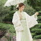 High-end lace Taisho Roman style modified kimono retro dress avocado green