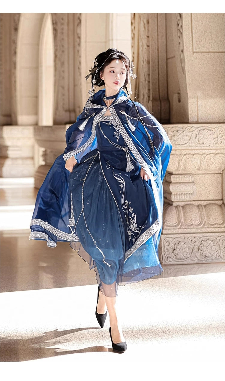 Discover a blue modern hanfu with elegant hanfu sleeves, a stylish hanfu jacket, and timeless charm. Perfect for princess hanfu dress, fairy hanfu dress, or casual hanfu, it suits every hanfu woman. Pair with a hanfu shirt or wear it as a modern hanfu dress. Inspired by Ming Dynasty hanfu, it’s ideal for hanfu cosplay or as a cozy winter hanfu. Visit our hanfu shop for the best modernised hanfu and authentic blue hanfu.