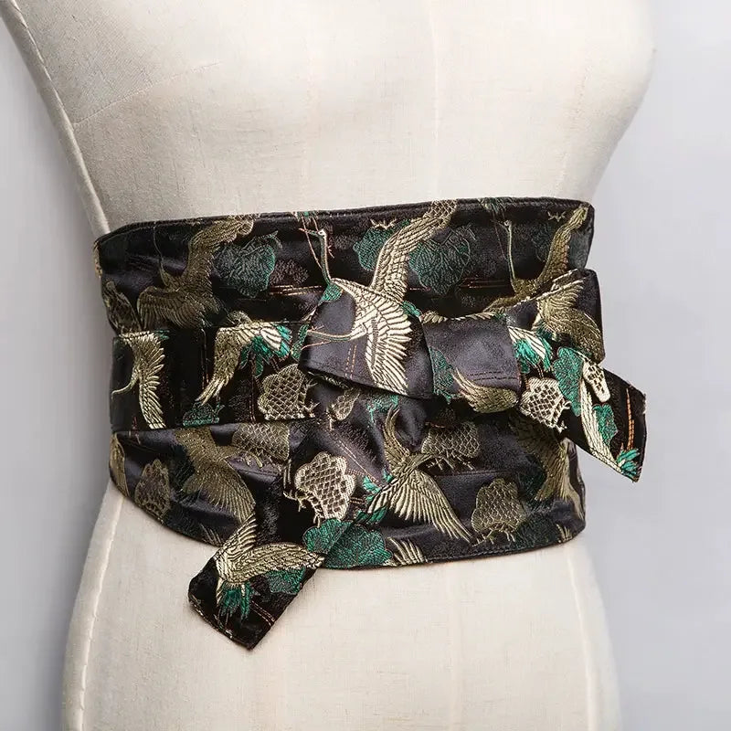Blue Japanese Style Versatile Kimono Yukata Accessories, Gorgeous Brocade Belt Seal, Simple Kimono Belt Seal - Yandan_Hanfu