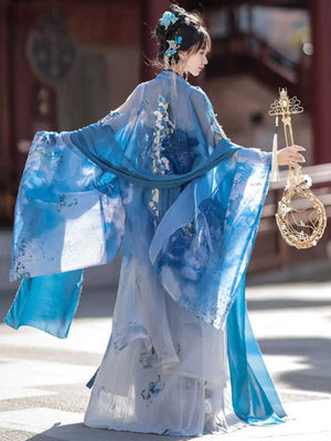 This blue hanfu for women features elegant hanfu sleeves, intricate hanfu patterns, and layered designs. Perfect as a princess hanfu dress, fairy hanfu dress, or sexy hanfu, it’s inspired by Tang Dynasty hanfu and ideal for hanfu cosplay or hanfu dance styles. Shop plus size hanfu, hanfu skirts, and more at our trusted hanfu shop. Wondering where to buy hanfu? Explore hanfu for sale from top Chinese clothing brands and the best Chinese designer clothing websites at our Chinese clothing store online.