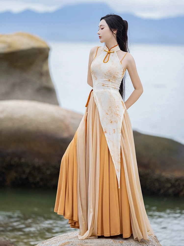 Fuguang Irregular Cheongsam Elegant Skirt