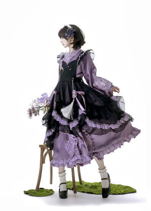 Chinese-Inspired Purple Lolita Dress – Elegant Daily Wear with Apron, Vintage Maid Style & Cottagecore Touch - Yandan_Hanfu