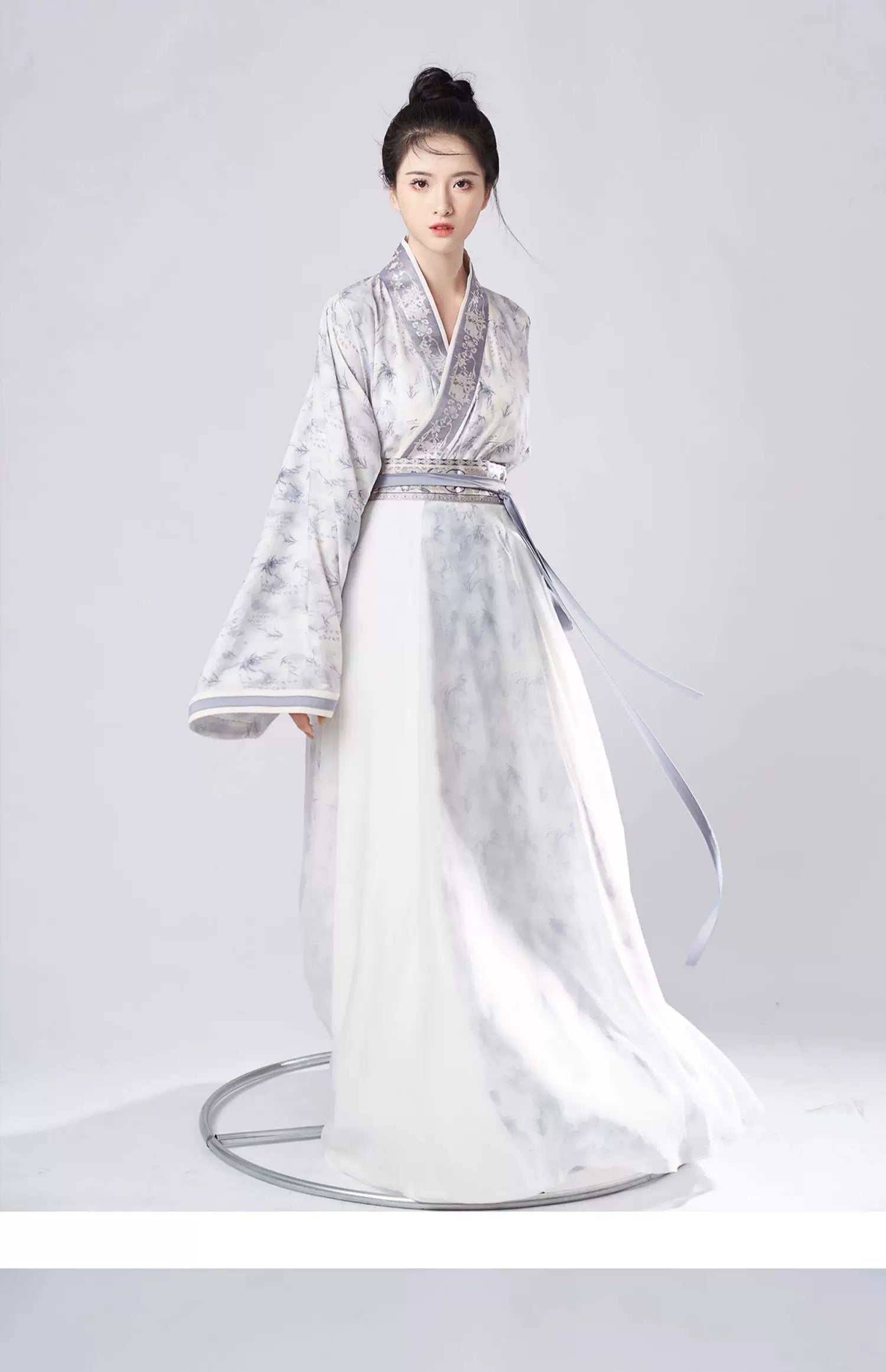 Ink Blue Jin Dynasty Hanfu Separates and 3-Piece Set - side styling view