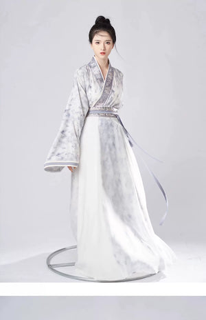 Ink Blue Jin Dynasty Hanfu Separates and 3-Piece Set - side styling view