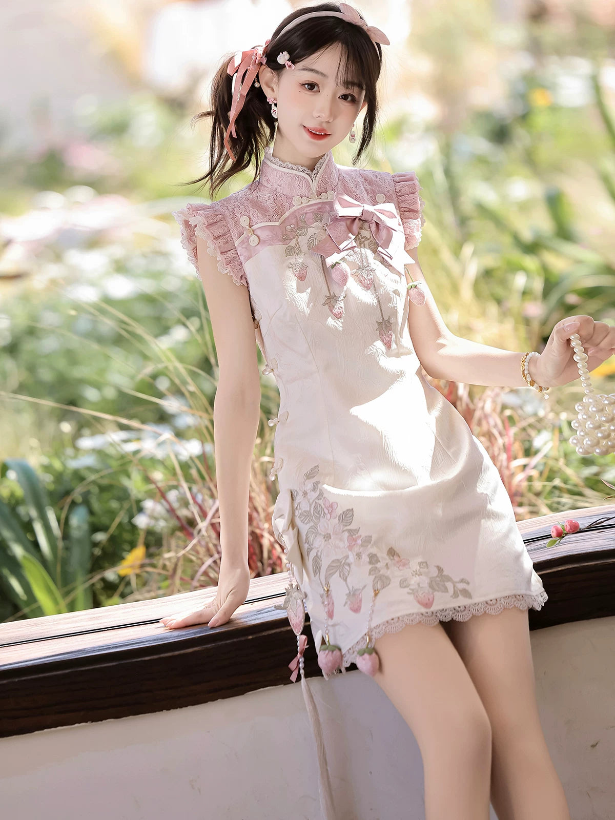 Chunri Strawberry Improved Cheongsam | New Chinese Style Han Element Daily Dress