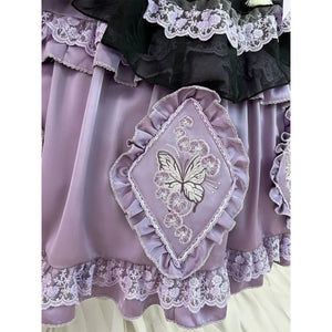 Chinese-Inspired Purple Lolita Dress – Elegant Daily Wear with Apron, Vintage Maid Style & Cottagecore Touch - Yandan_Hanfu