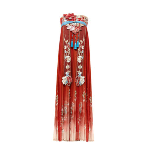 Chinese bridal Hanfu detail view with traditional embroidery and fabric texture