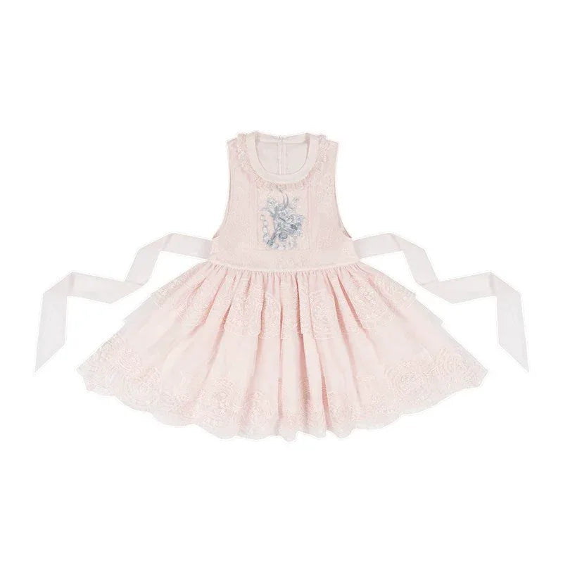 East-Meets-West Pink Two-Piece Set | Romance Embroidered Hanfu Blouse & Over Skirt - Yandan_Hanfu