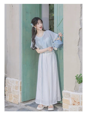 Sea Salt Bubble modern Hanfu Tencel top and Song pants product photo 14