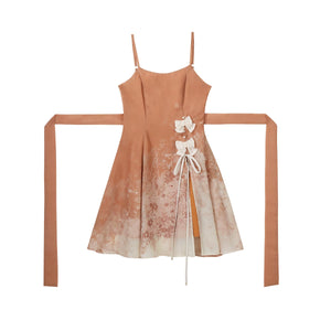 Peach floral slip dress displayed separately