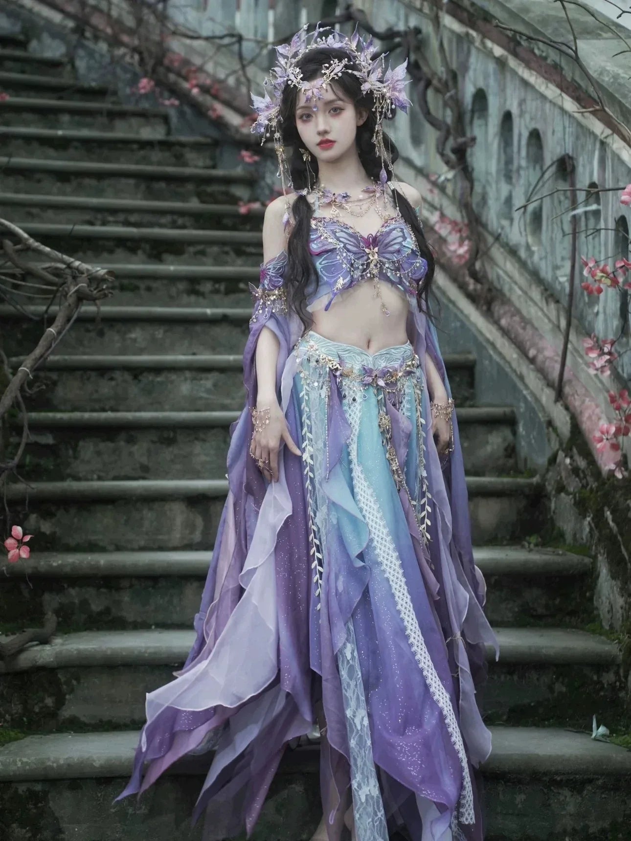 [Butterfly] Hanfu Female Embroidery Western Regions Girl Fairy Energy Suit Summer - Yandan_Hanfu