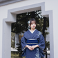 Blue Japanese kimono yukata vintage dress modified kimono