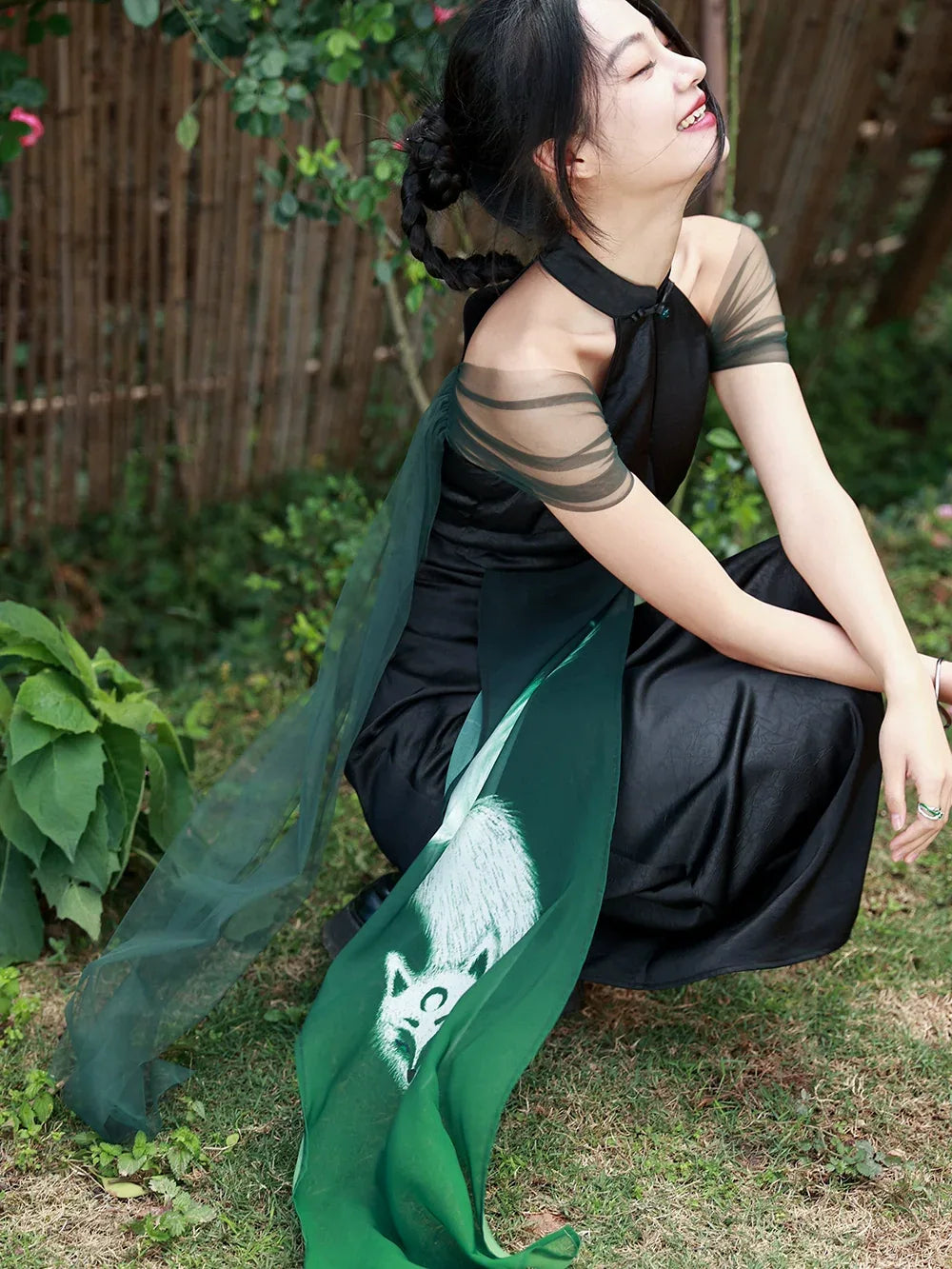 splice chiffon dress SIR. Thames Splice Midi Dress in Ecru Multi
