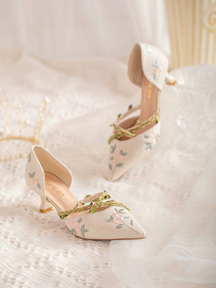 Vine embroidery cheongsam shoes