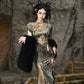 Spring Dragon Festival, Chinese national style disc buckle slim fish tail long slit cheongsam dress