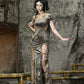 Spring Dragon Festival, Chinese national style disc buckle slim fish tail long slit cheongsam dress