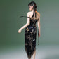 Incense two-piece set | Chinese summer thin velvet neck coat summer Cheongsam Dress