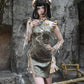 Spring Dragon Festival, Embroidered Short Cheongsam Dress Halloween