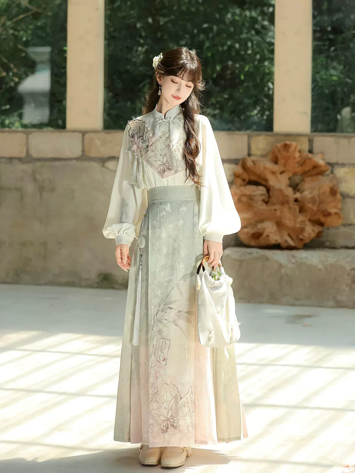 Beauty in the Painting – Autumn Hanfu-Inspired Ensemble | New Chinese Style Top & Dress Set - Yandan_Hanfu