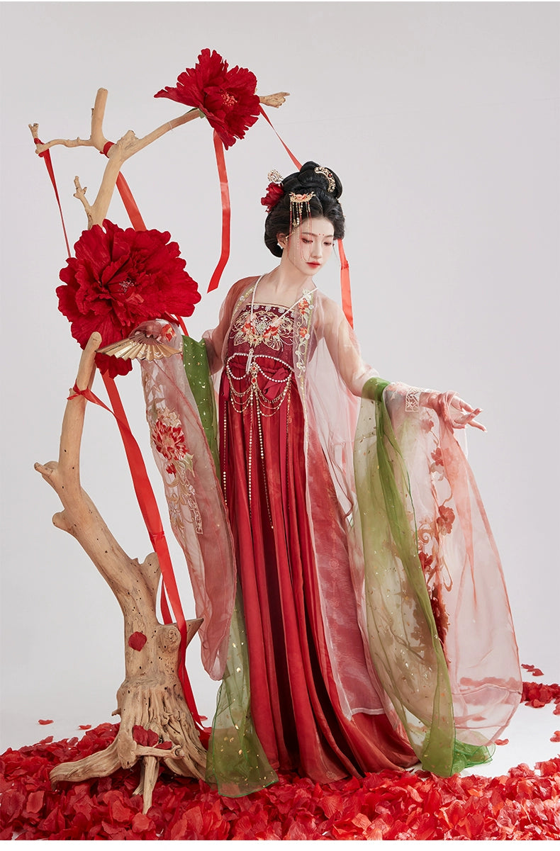 Discover red traditional hanfu for women with elegant hanfu sleeves, intricate hanfu patterns, and layered designs. Perfect as a princess hanfu dress, fairy hanfu dress, or sexy hanfu, it’s ideal for hanfu cosplay, hanfu dance style, or casual wear. Shop plus size hanfu, hanfu skirts, and more at our trusted hanfu shop, featuring hanfu for sale from top chinese clothing brands and the best Chinese designer clothing websites.