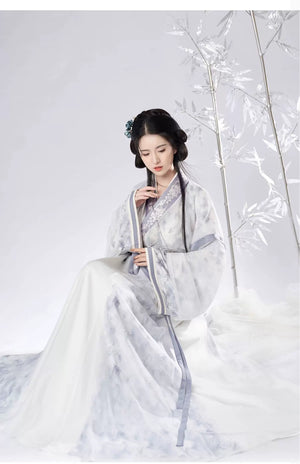 Ink Blue Jin Dynasty Hanfu Separates and 3-Piece Set - sleeve and cuff detail