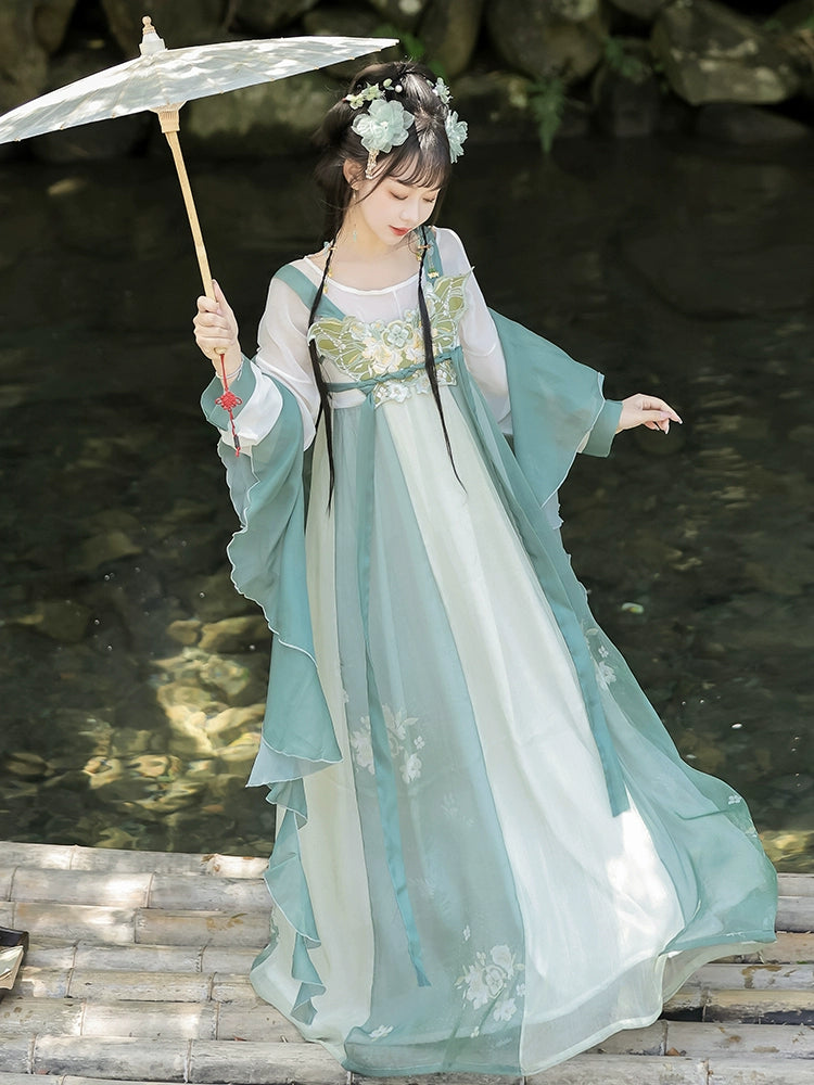 Discover green Traditional hanfu for women with elegant hanfu sleeves, intricate hanfu patterns, and layered designs. Perfect for princess hanfu dress, fairy hanfu dress, sexy hanfu, or hanfu cosplay. Pair with a hanfu skirt, hanfu coat, or dark green hanfu jacket. For men, shop modern hanfu male robes inspired by Tang Dynasty hanfu. Visit our hanfu shop for the best hanfu for sale. 