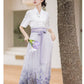 Purple Hanfu Han Element Cotton Short Shirt Horse Face Hanfu Female