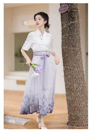 Discover a Purple modern hanfu with elegant hanfu sleeves, a stylish hanfu jacket, and timeless charm. Perfect for princess hanfu dress, fairy hanfu dress, or casual hanfu, it suits every hanfu woman. Pair with a hanfu shirt or wear it as a modern hanfu dress. Inspired by Ming Dynasty hanfu, it’s ideal for hanfu cosplay or as a cozy winter hanfu. Visit our hanfu shop for the best modernised hanfu and authentic blue hanfu.