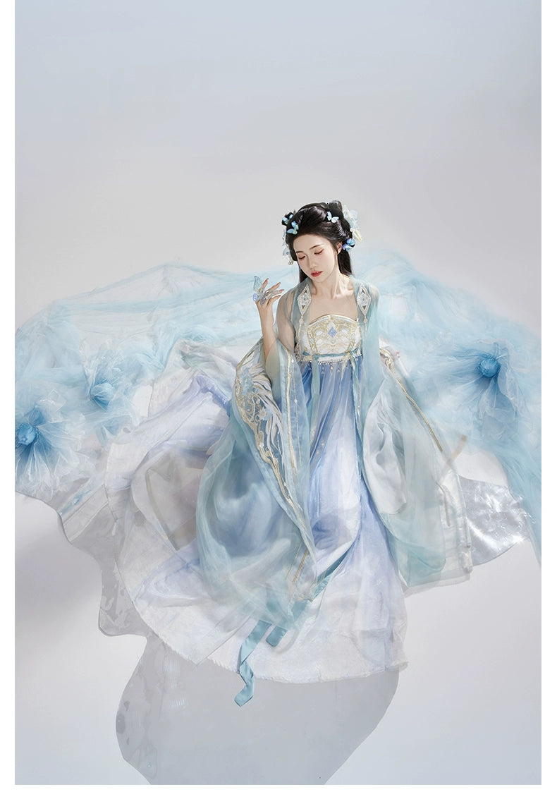 Discover blue traditional hanfu for women with elegant hanfu sleeves, intricate hanfu patterns, and layered designs. Perfect as a princess hanfu dress, fairy hanfu dress, or sexy hanfu, it’s ideal for hanfu cosplay, hanfu dance style, or casual wear. Shop plus size hanfu, hanfu skirts, and more at our trusted hanfu shop, featuring hanfu for sale from top chinese clothing brands and the best Chinese designer clothing websites. 