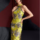 Jacquard gold yellow dyed bamboo sleeveless medium and long cheongsam