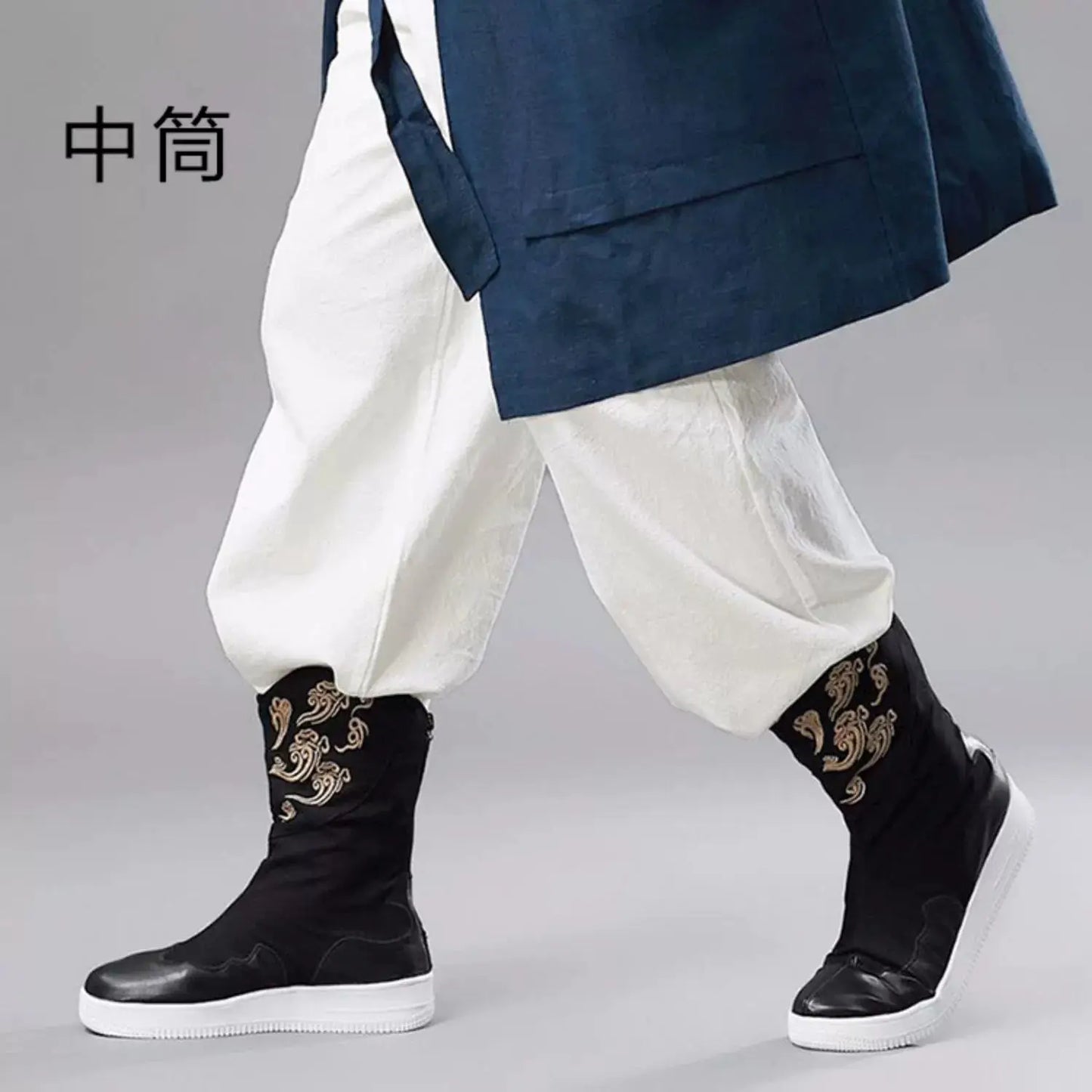 Men's shoes retro official boots auspicious cloud embroidery