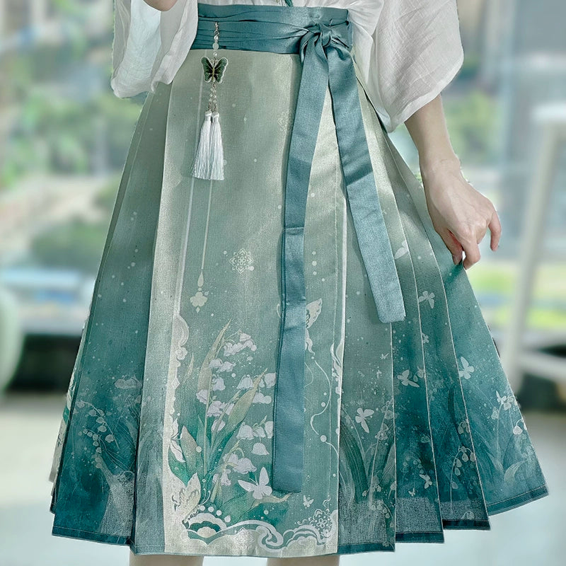 Horse Face Skirt Set 2024 New Spring and Autumn Short Hanfu Small Chinese Style Women's Clothing