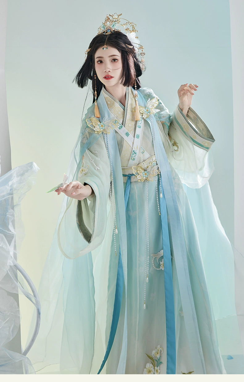 Discover blue hanfu for women with elegant hanfu sleeves, intricate hanfu patterns, and layered designs. Perfect as a princess hanfu dress, fairy hanfu dress, or sexy hanfu, it’s ideal for hanfu cosplay, hanfu dance style, or casual wear. Shop plus size hanfu, hanfu skirts, and more at our trusted hanfu shop, featuring hanfu for sale from top chinese clothing brands and the best Chinese designer clothing websites.