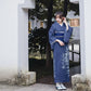 Blue Japanese kimono yukata vintage dress modified kimono