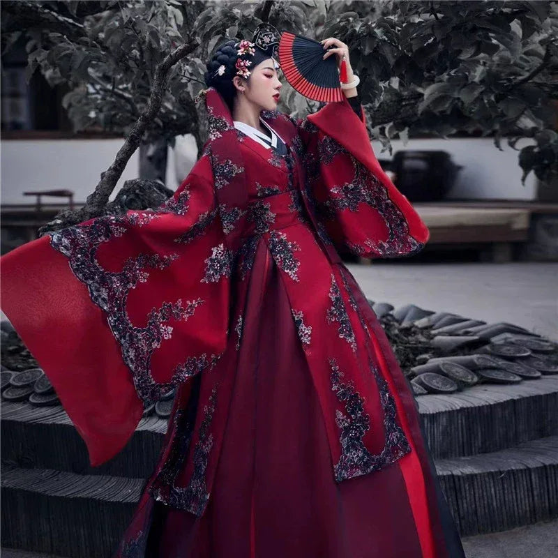Red Princess Hanbok Wedding Dress Traditional Korean Palace Style B Only (hairpin + bud) / one size fits all Red Princess Hanbok Wedding Dress Traditional Korean Palace Style B Only (hairpin + bud) / one size fits all