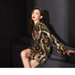 Chic jacquard Cheongsam blazer dress with bold brocade design.