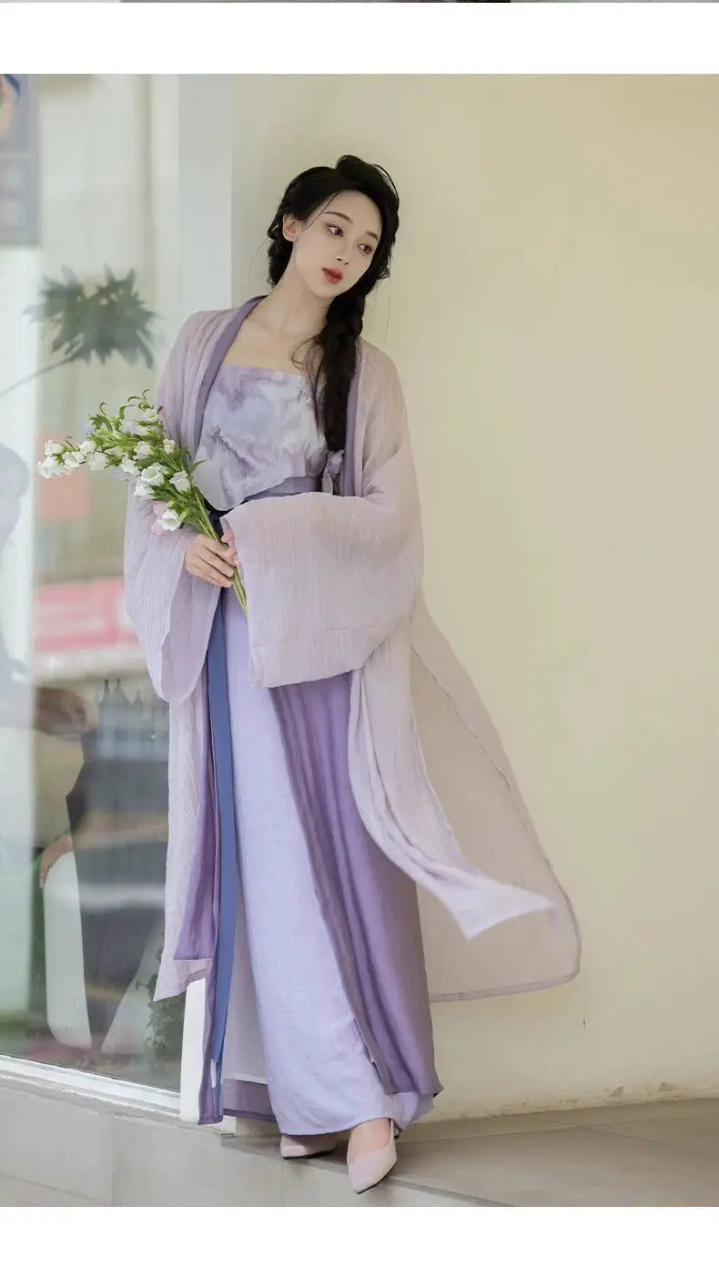 This purple hanfu coat features hanfu sleeves and a hanfu modern design inspired by Song Dynasty hanfu. Perfect for pairing with a princess hanfu dress, hanfu shirt, or modern Chinese New Year clothes, it blends traditional chinese clothing patterns with style. Loved by hanfu woman and hanfu female fans, it’s available on Chinese clothing brands online, best Chinese designer clothing websites, and in demarzo Chinese clothing collections.