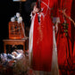 "Pomegranate" red cheongsam dress engagement Hanfu horse dress set