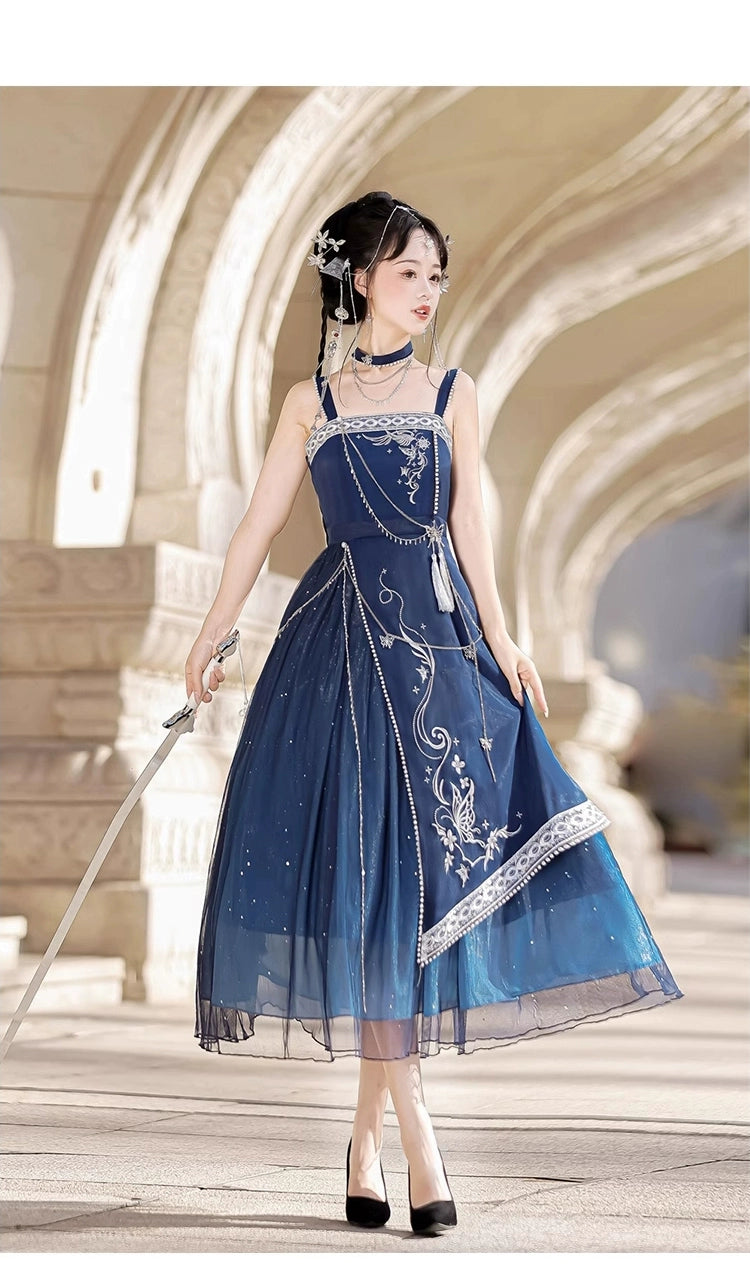 Discover a blue modern hanfu with elegant hanfu sleeves, a stylish hanfu jacket, and timeless charm. Perfect for princess hanfu dress, fairy hanfu dress, or casual hanfu, it suits every hanfu woman. Pair with a hanfu shirt or wear it as a modern hanfu dress. Inspired by Ming Dynasty hanfu, it’s ideal for hanfu cosplay or as a cozy winter hanfu. Visit our hanfu shop for the best modernised hanfu and authentic blue hanfu.