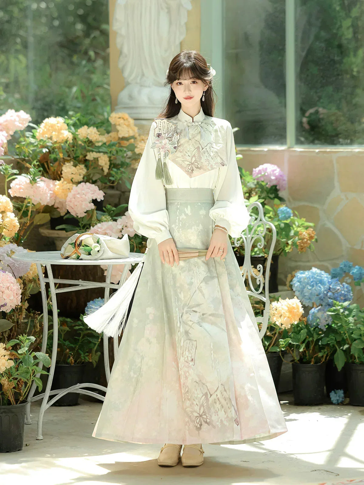Beauty in the Painting – Autumn Hanfu-Inspired Ensemble | New Chinese Style Top & Dress Set - Yandan_Hanfu