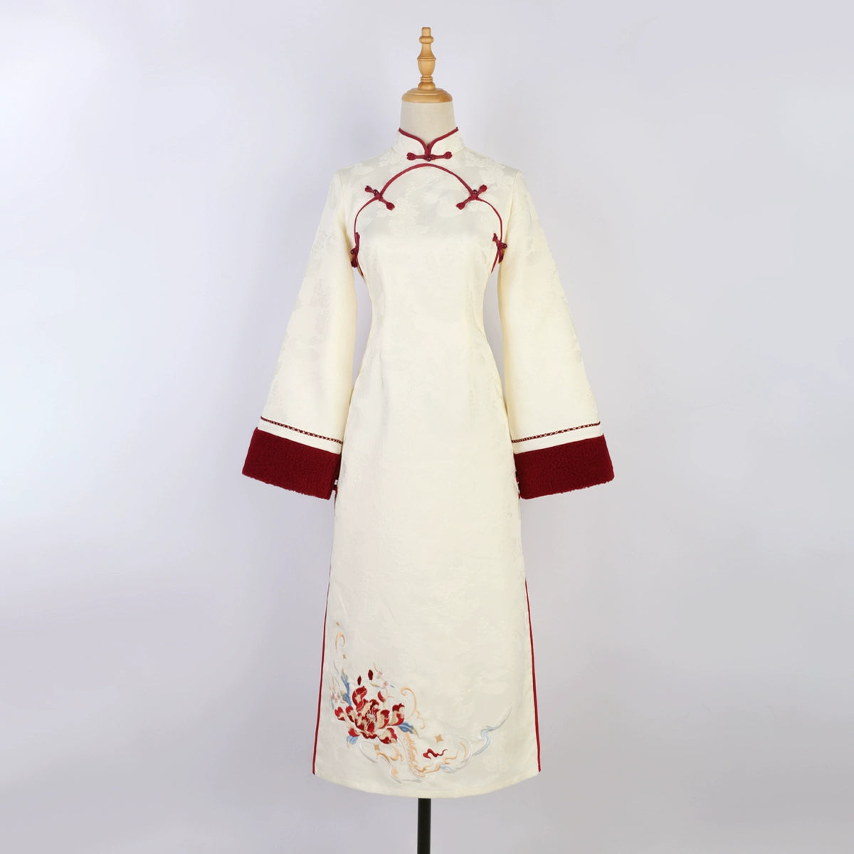 autumn and winter lolita spring dawn Chinese style short vest new year red robe long sleeve op cheongsam dress