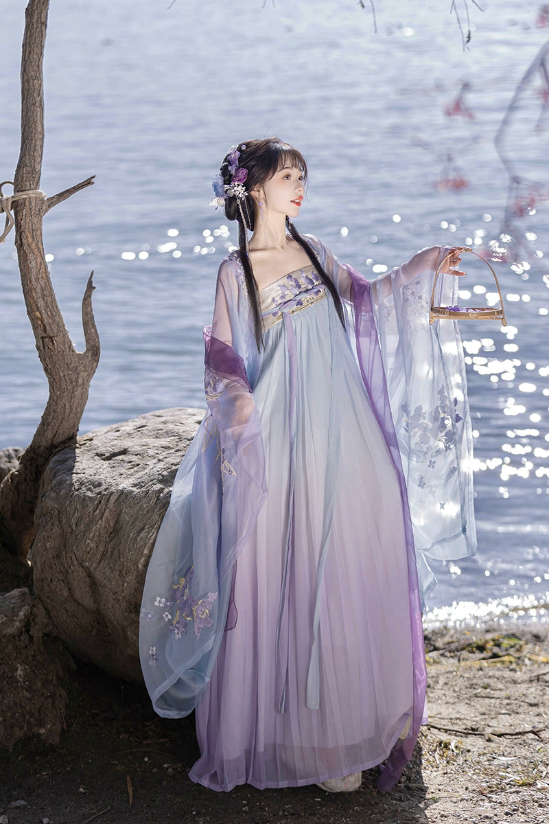 Step into the elegance of Tang Dynasty fashion with our Princess Dress Hanfu. This exquisite purple Hanfu features delicate fairy embroidery, capturing the timeless beauty of ancient Chinese attire. Explore our collection of traditional dresses, accessories, and sewing patterns, designed to celebrate the rich heritage of Hanfu fashion. Elevate your style and embrace the allure of classical Chinese elegance with our Princess Dress Hanfu.