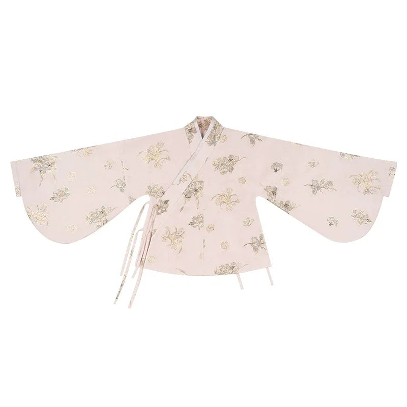 East-Meets-West Pink Two-Piece Set | Romance Embroidered Hanfu Blouse & Over Skirt - Yandan_Hanfu